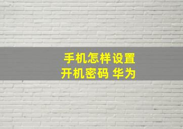 手机怎样设置开机密码 华为